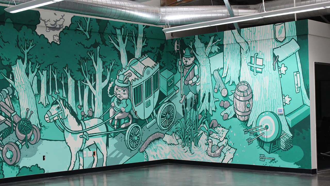 Cat coachman and carriage corner of the 2015 Robinhood mural